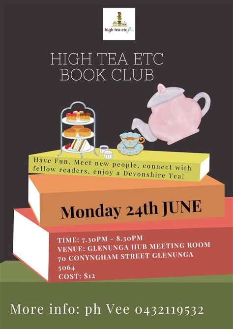 High Tea Etc Book Club, Glenunga Hub, Adelaide, 24 June 2024 | AllEvents.in