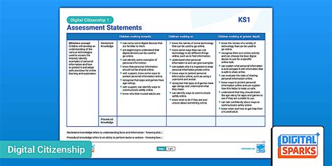 Digital Sparks: Digital Citizenship 1: Assessment Pack