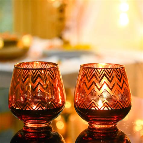 Market99 Pink Golden T-Lite Holder Set of 2 T- Light Candle Holder for ...