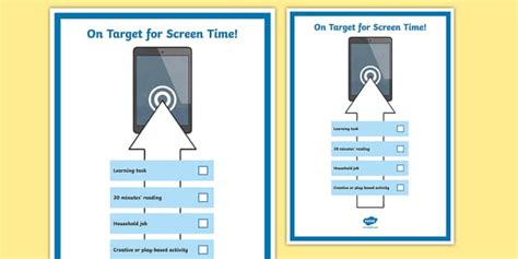 Editable On Target for Screen Time Checklist (teacher made)