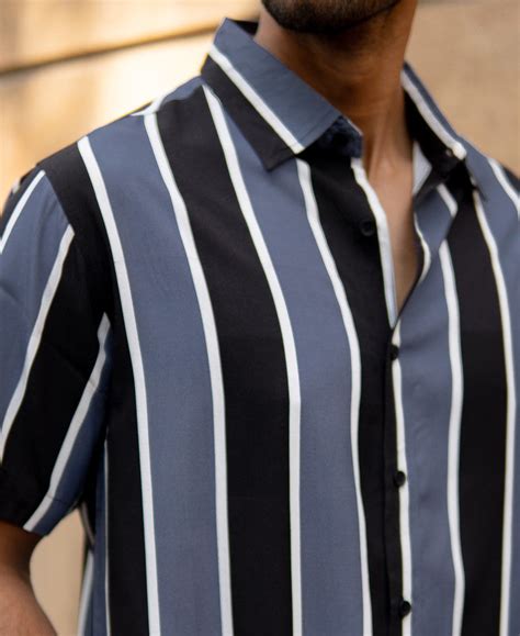 Grey Printed Stripe Shirt – Powerlook