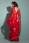 Buy Red Organza Embroidery Floral Gota Saree With Unstitched Blouse ...