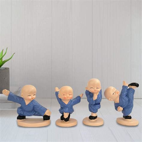 Buy 4pcs Little Monk Statue Resin Buddha Ornament Little Monks ...