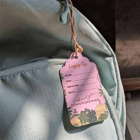 Personalised Luggage Tags for Weddings- Royal Garden Pink