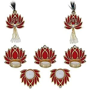 Buy Sanvatsar Home Decorative Lotus Wall Hanging, Shubh Labh & Diya Set ...