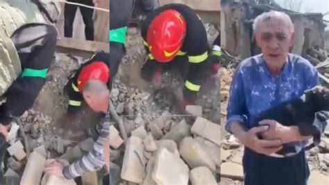 Watch: Ukrainian police rescue elderly man's puppy from rubble | FOX 13 ...