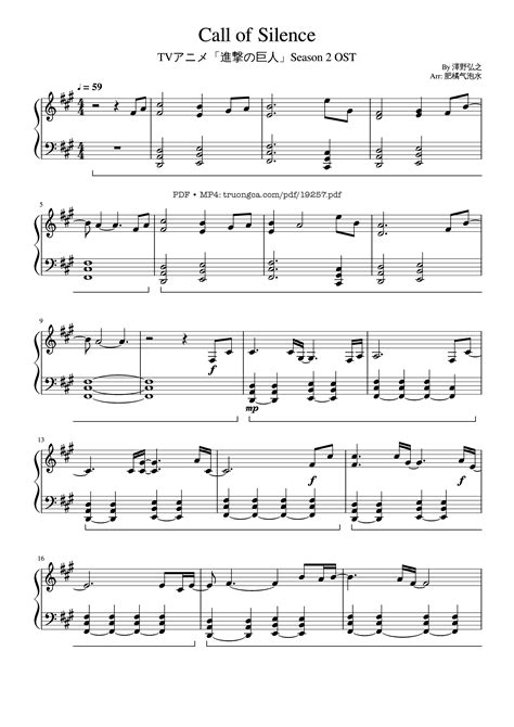 [Sheet] Call of Silence Piano PDF (Original Music by Hiroyuki Sawano), chords Piano, mp4/midi