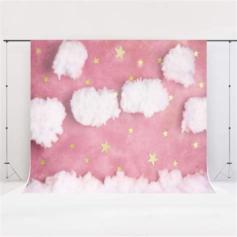 Buy Kate 7x5ft White Clouds Backdrop Pink Sky Video Backdrop Star ...
