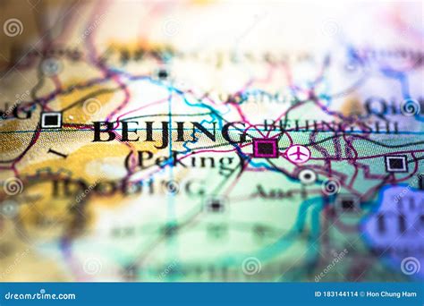 Shallow Depth of Field Focus on Geographical Map Location of Beijing ...