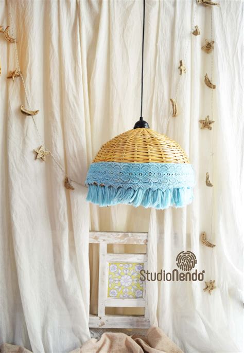 HANDWOVEN CANE PENDANT LIGHT (MEDIUM)- AQUA – Studio Nendo