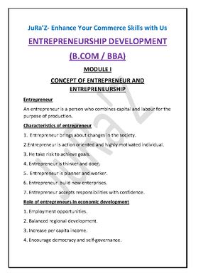 Entrepreneur vs intraprenures - Entrepreneurship Development - Studocu