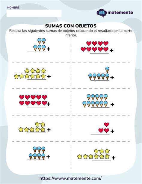 Ejercicios de suma de objetos para niños ¡Primer Grado!