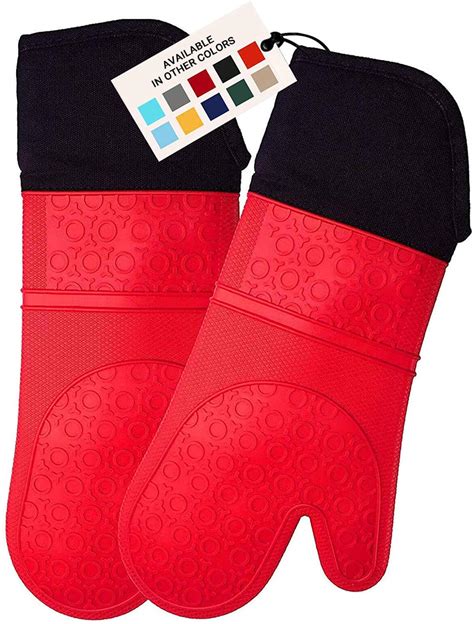 HOMWE Extra Long Professional Silicone Oven Mitt, Oven Mitts with ...