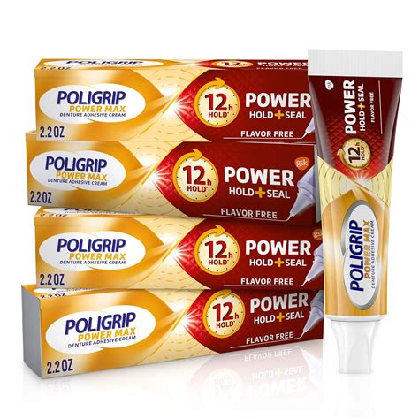 Amazon.com : Super Poligrip Power Max Power Hold plus Seal Denture ...