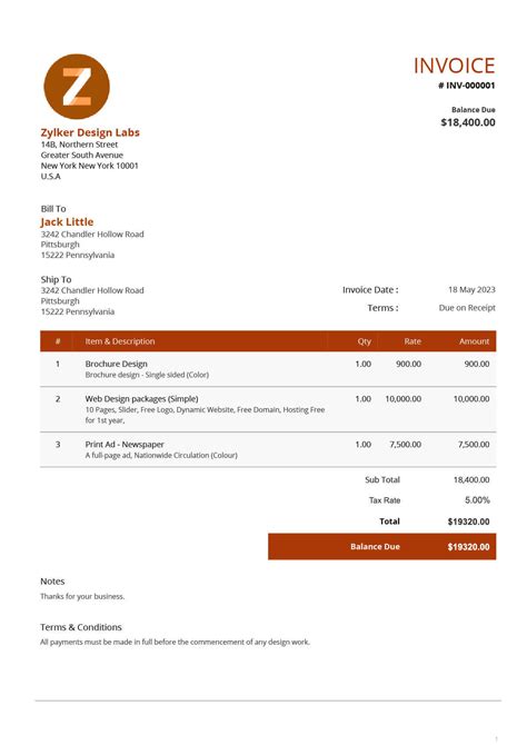 Invoice For Services Rendered Template Sample | Template Samples