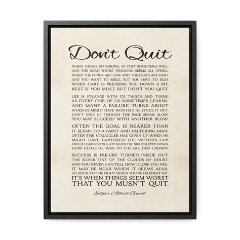Don't Quit Poem by Edgar Albert Guest -framed Poetry Print, Inspiration ...