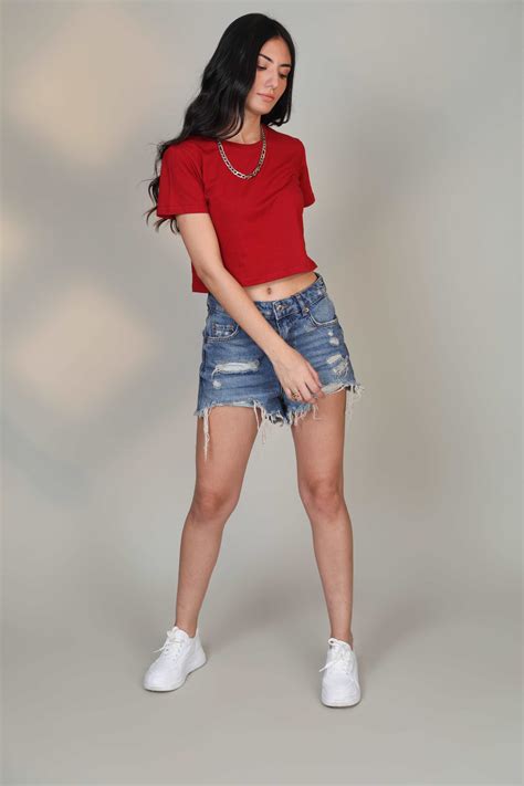 Shop Red Crimson Plain Regular Crop Top for Women - Botnia