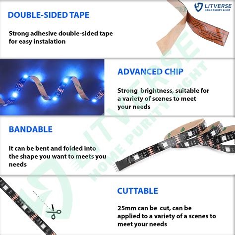 LITVERSE Light Strips 3M | RGB 5050 Color Changing LED Strip Light wit