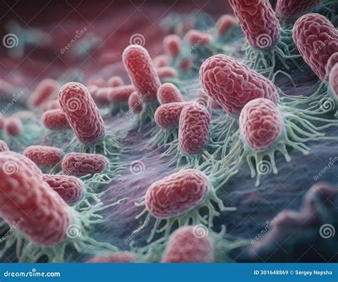 Close Up of Probiotic Bacteria Biology Science Microscopic Medicine Digestion Stomach ...
