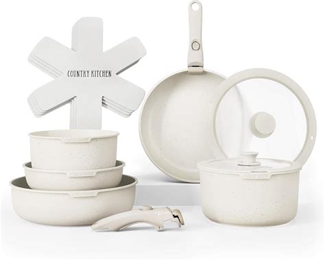 Amazon.com: Country Kitchen Cookware Set with Removable Handle, Oven ...