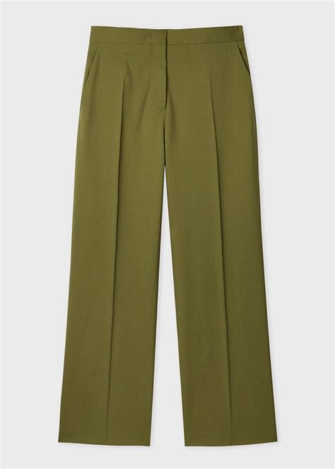 Women's Olive Green Wide Leg Trousers