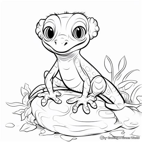 Gecko Crested Coloring Pages Leopard Lizard Printable Drawing Clipart ...