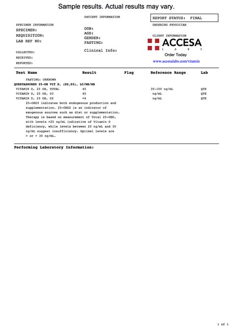 Vitamin D Test - Vitamin D3 Blood Test | Accesa Labs