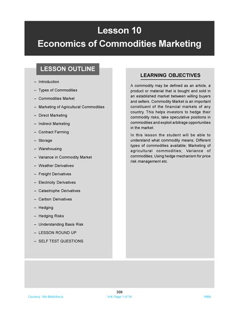 Economics of Commodities Marketing - Commodity Market is an important ...