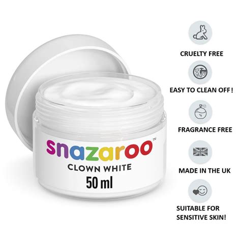 Snazaroo Clown White Face Paint 50ml, 766416847447 (2825911982003 ...