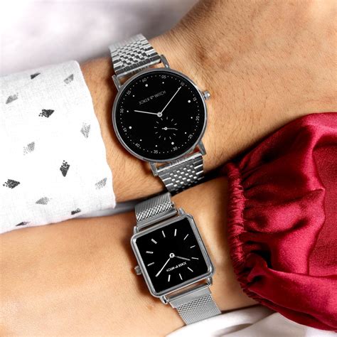 Joker & Witch Silver Couple Watch Gift Set- For Women & Men