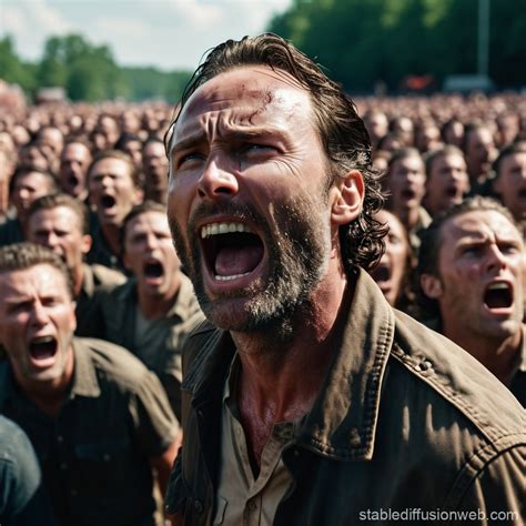 Tall Rick Grimes in Crowd of Smaller Versions | Stable Diffusion Online