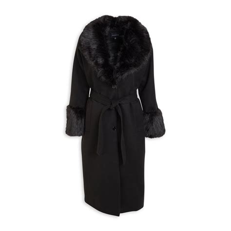 Black Faux Fur Trench Coat (3089479) | Truworths