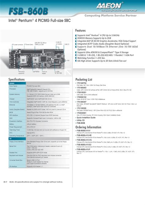 Single Board Computer - PEAK-777VL2 INDUSTRIAL MOTHERBOARD Retailer ...