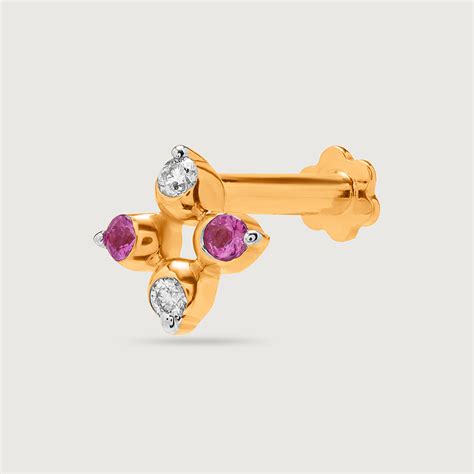 14KT Yellow Gold Diamond Nose Pin