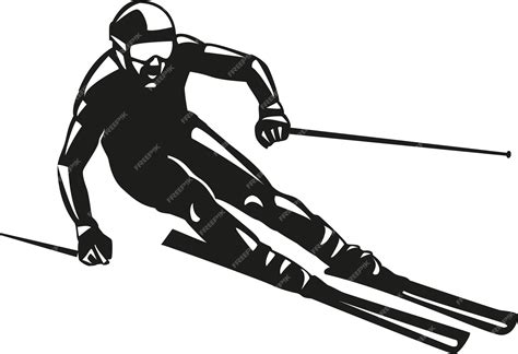 Premium Vector | Vector Silhouette Of A Skier Clip Art Image Of A Man ...
