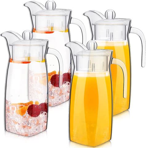 Amazon.com: Didaey 4 Pcs Acrylic Water Pitcher with Lid, Spout Handle ...