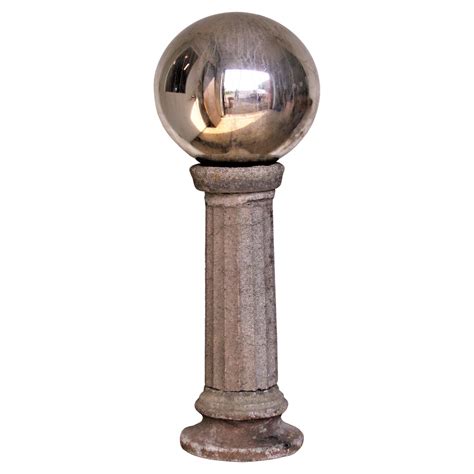 Massive Antique Blown Mercury Glass Gazing Ball on Pedestal at 1stDibs ...