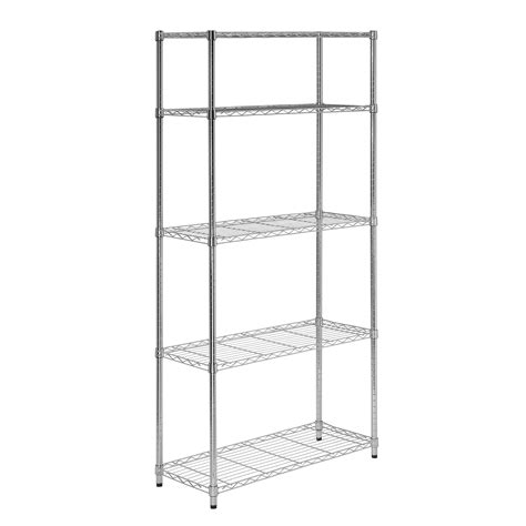 Buy 5-Tier Chrome Heavy-Duty Adjustable Shelving Unit with 200-lb Per ...
