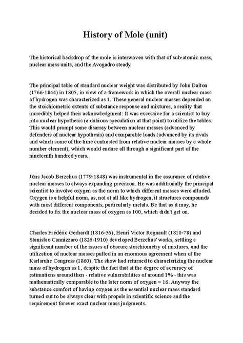 History of Mole - Ifah - History of Mole (unit) The historical backdrop ...