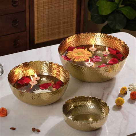Decorative Urli Bowl Gold Set Of 3 Online - Premium Urli | Nestasia