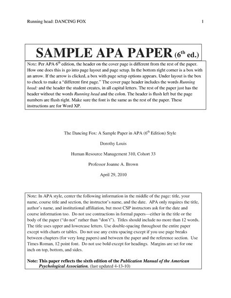 Image result for APA 6th Edition Paper Format