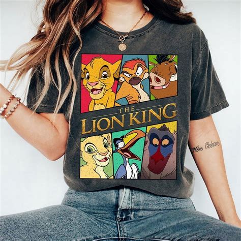 Disney The Lion King Retro Characters T-Shirt, Simba Nala Timon Pumbaa ...