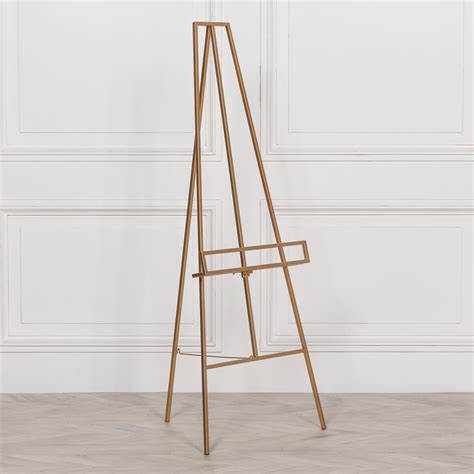Contemporary Gold Freestanding Metal Display Easel With Shelf