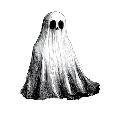 Black And White Ghost Drawing For Greeting Cards And Halloween ...