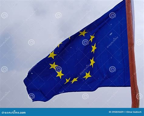 European Union Flag, Blue Flag with Yellow Stars Stock Image - Image of ...