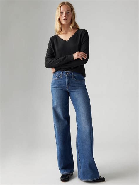Mid Rise Medium Stretch Wide Leg Jeans For Women | Levi's® US
