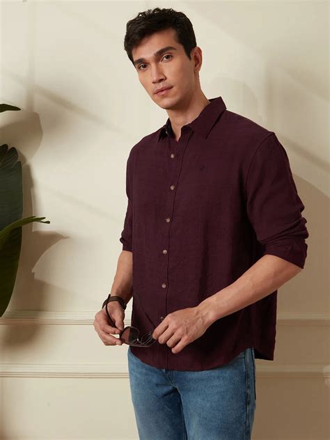 Textured Comfort Fit Shirt | Maroon – Wrogn