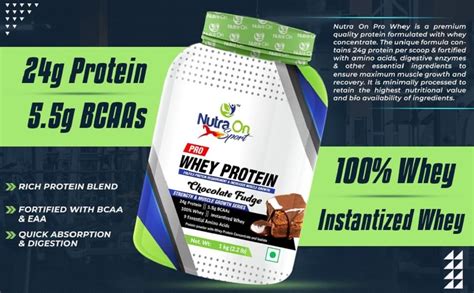 Nutra On Sport Pro Whey | 24g Protein Per Serving | 5.5g BCAA |With ...