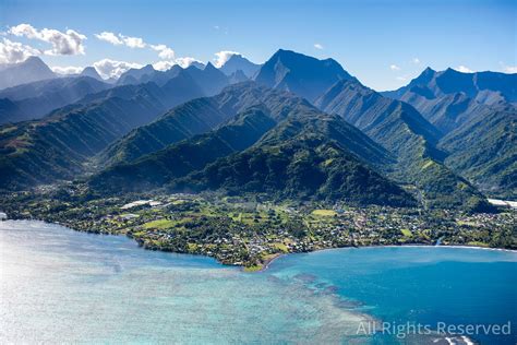 OverflightStock™ | Tropical Islands of French Polynesia. Capital City Papeete on Tahiti Aerial ...