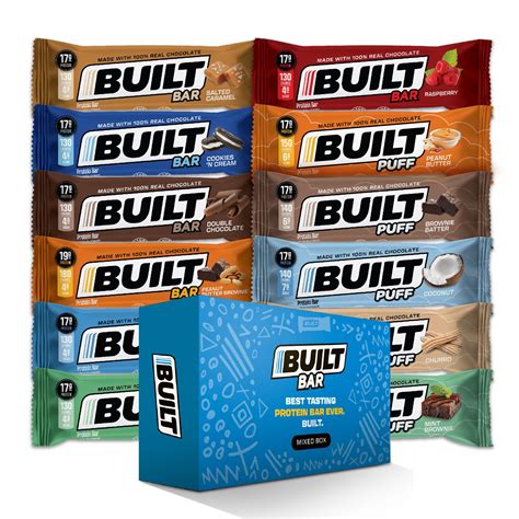 Buy BUILT Protein Bars, Variety Pack, 12 Bars, Gluten Free, Protein ...